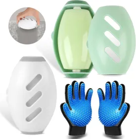 2Pcs Pets Hair Remover Reusable Lint Roller and Pet Grooming Glove,Portable and Washable Sticky Roller Pet Hair Clean for Cat and Dog, Pet Hair Remover for Carpet, Rugs, Stairs, Bedding and Sofa