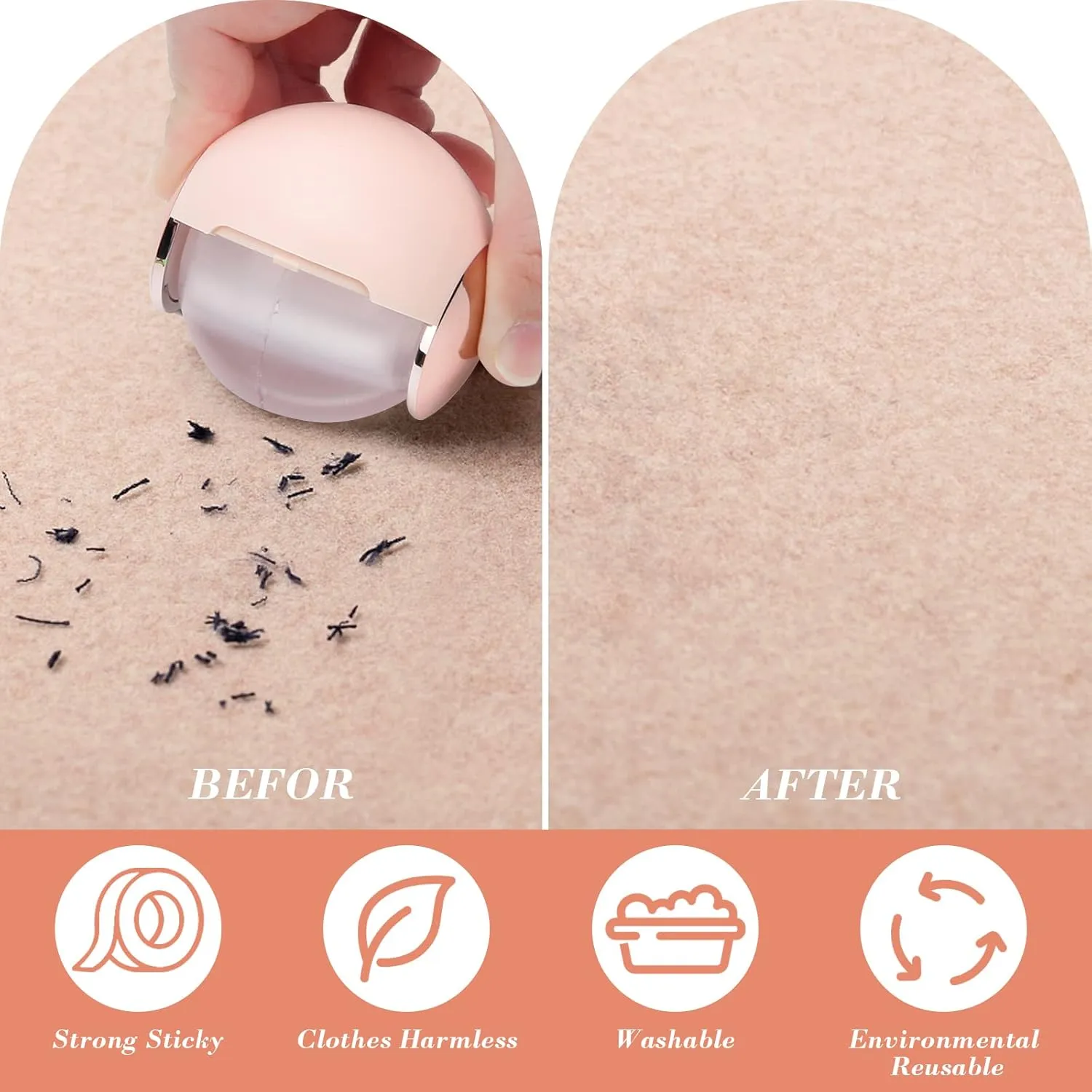 2pcs Washable Reusable Lint Roller Ball for Pet Hair, Travel Size Gel Lint Roller for Hair Remover, Clothes, Furniture, Carpet, Sticky Cleaner