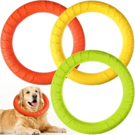 3 Pack Dog Training Ring Chew Toy for Aggressive Chewers Flying Disc Floating Ring for Medium/Large Breeds Dog Toy Interactive Training Outdoor Playing