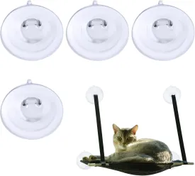 4-Pack Extra-Large 3.34" Cat Window Perch Suction Cups - Ultra-Strong Clear PVC Pads for Superior Cat Hammocks and Window Seats