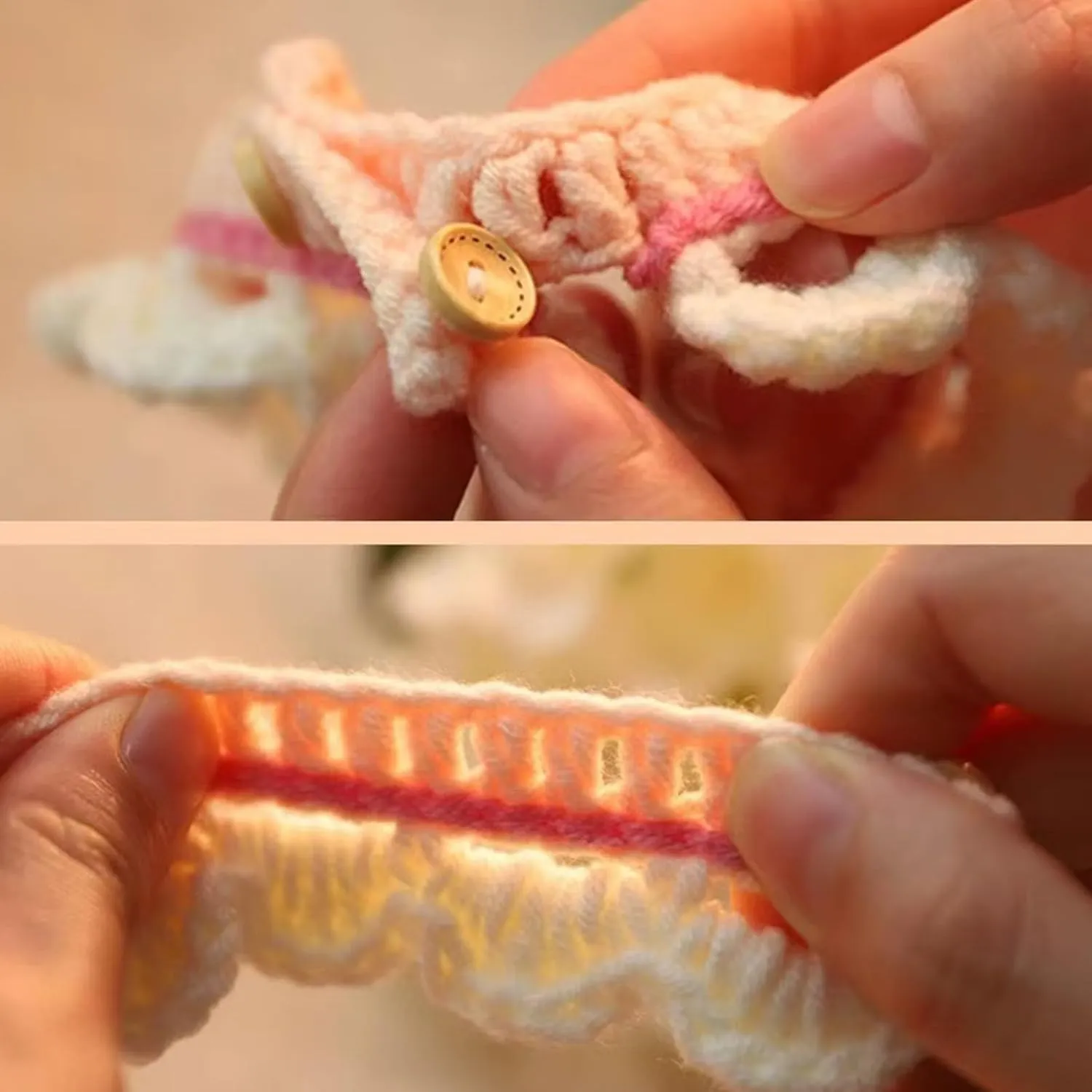 4PCS Knitted Cat Collars, Cute Kitten Collars, Fall Cat Collar with Button, Adjustable Bow Tie Puppy Collars, Milk Cotton Yarn Woven Scarf Pet Collars for Kitty Small Dog (M)