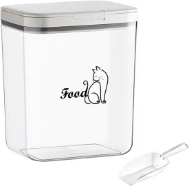 Airtight Cat Food Storage Container | 6.0 Qt/5.5 L Dry Cat Food Bin With Food Scoop |Hold up to 4~5lbs of Pet Food or Kibble|Clear BPA Free