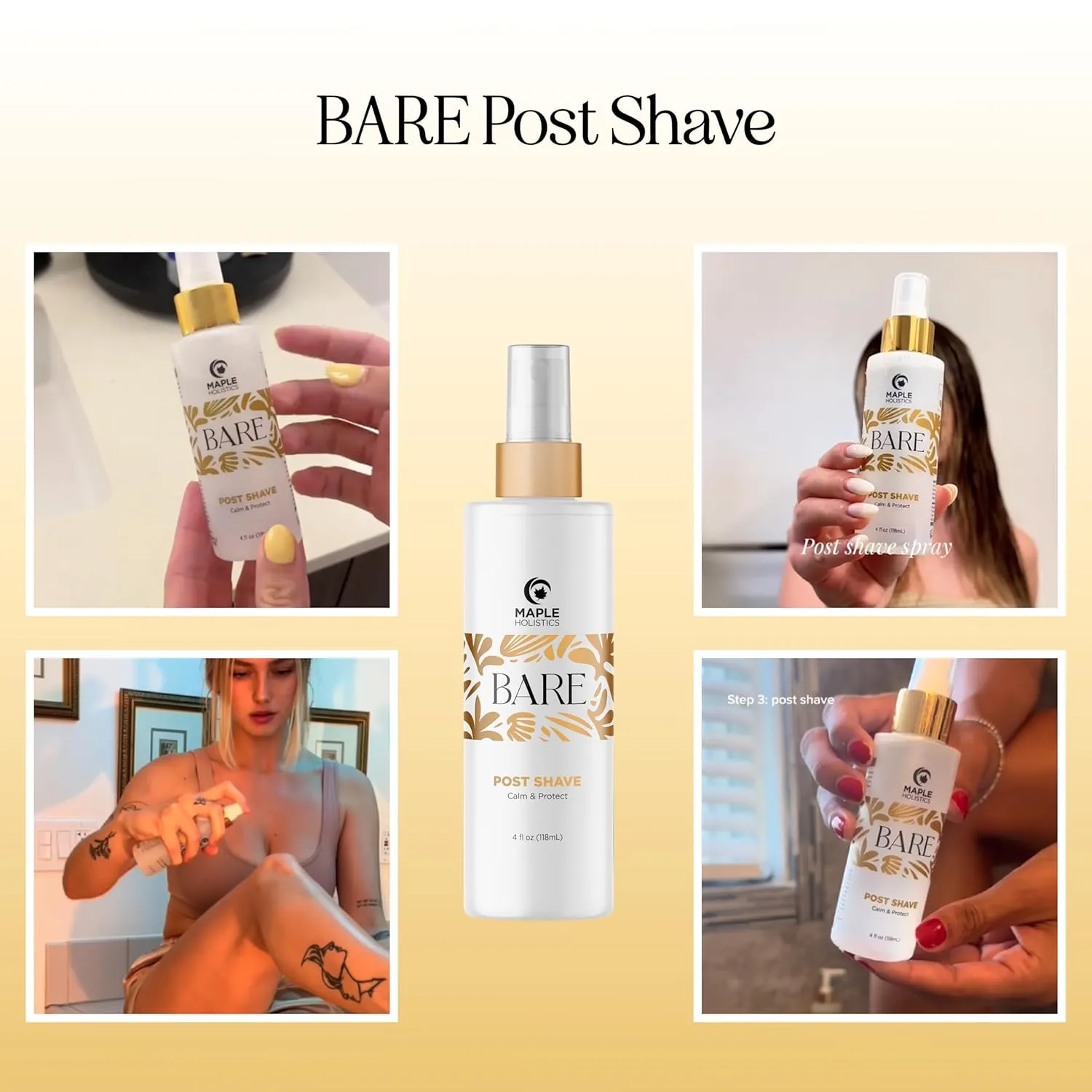 Bare After Shave for Women Mist - Soothing Razor Bumps and Ingrown Hair Treatment for Pubic Area Legs & Underarms - Ingrown Hair Serum After Shave Spray with Calming Witch Hazel Echinacea and Aloe
