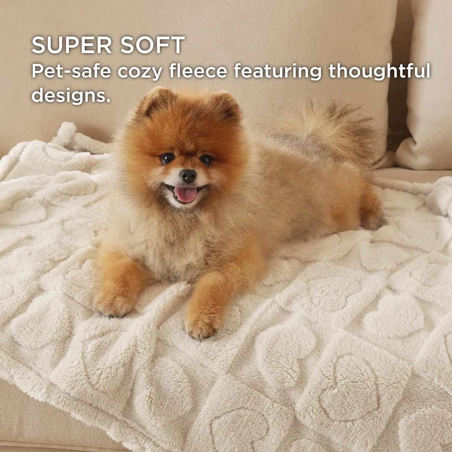 Bedsure 1 Pack 3 Dog Blankets for Small Dogs - 3pcs Washable Fluffy Fuzzy Puppy Cat Blanket with Premium 300GSM Coral Fleece Soft for Pet Kitten Doggy, 16x23, White