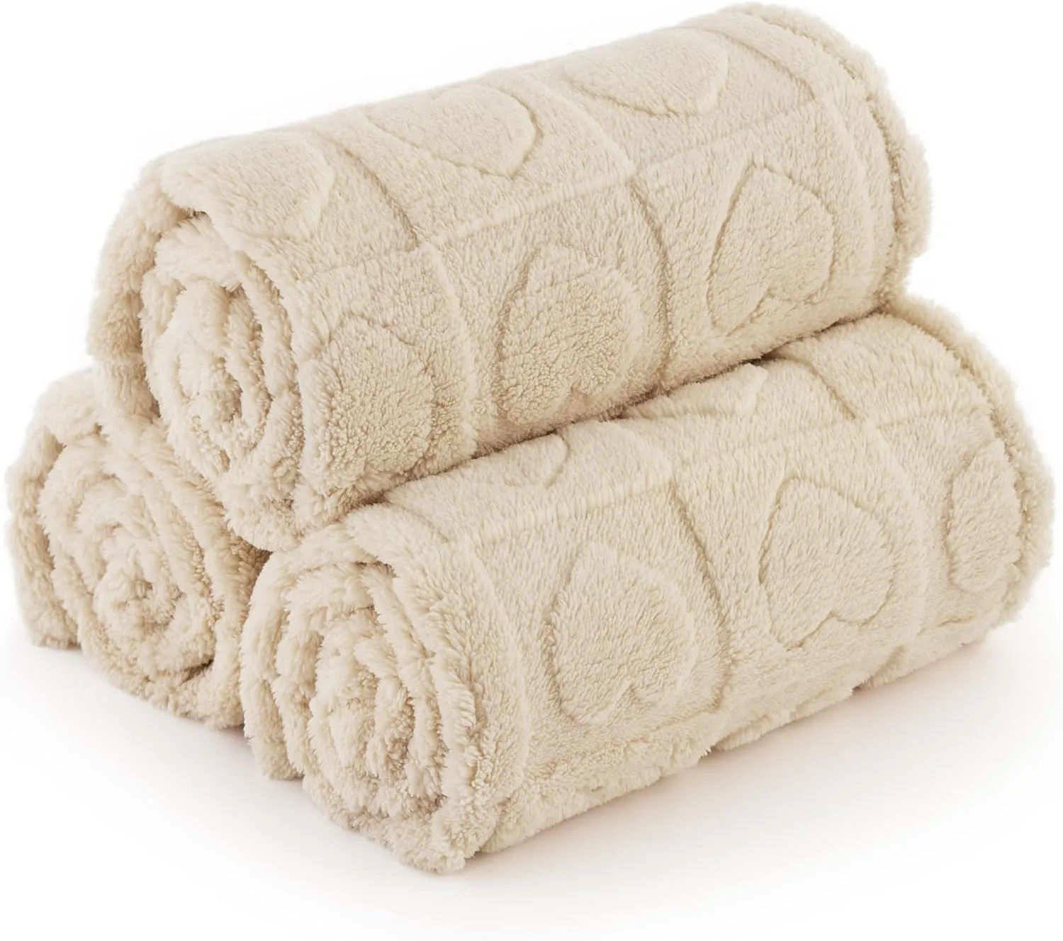 Bedsure 1 Pack 3 Dog Blankets for Small Dogs - 3pcs Washable Fluffy Fuzzy Puppy Cat Blanket with Premium 300GSM Coral Fleece Soft for Pet Kitten Doggy, 16x23, White