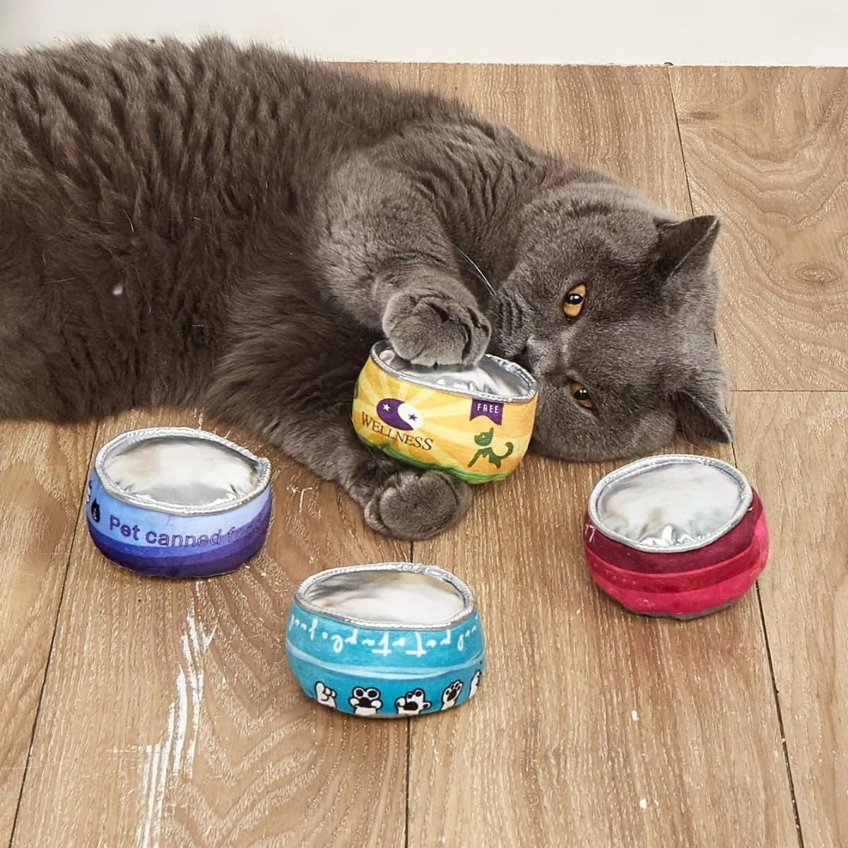 Catnip Can Toy for Cats, Plush Canned Food Shape Toy with Crinkle Sound and Bite-Resistant Design, Self-Play Stress Relief Cat Toys (Purple)