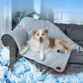 Cooling Blanket for Dogs Washable, Q-MAX>0.4 Waterproof Pet Self Cooling Mat, Reversible Cooling & Plush Pet Blanket for Medium Dogs, Washable Bed Sofa Cover for All Weather, 35"*29.5"