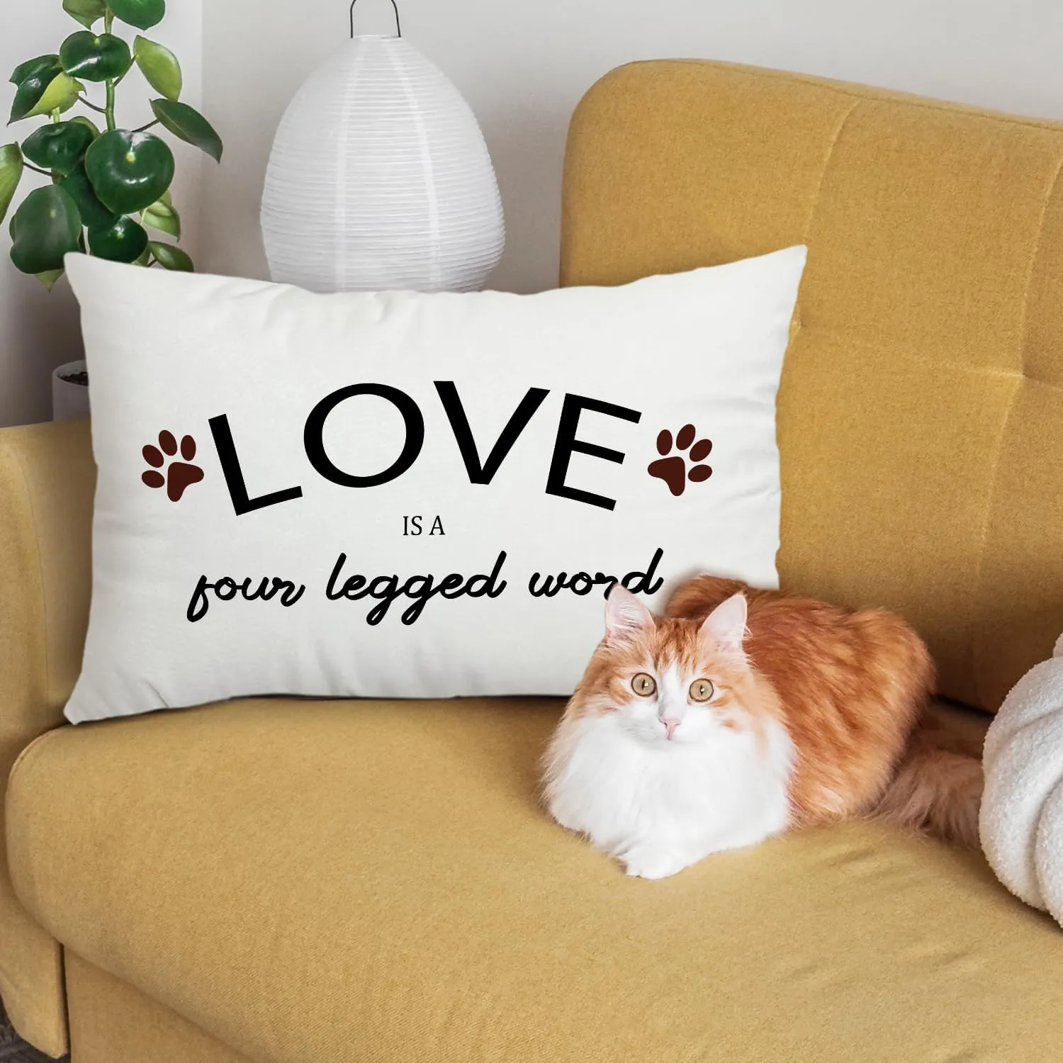 Dog Throw Pillow Covers 12 x 20, Love is a Four Legged Word, Dog Lover Gifts for Pet Owner Dog Mom Gifts, Dog House Pillow Cover for Sofa Bedroom Decorative Pillow Cases -42