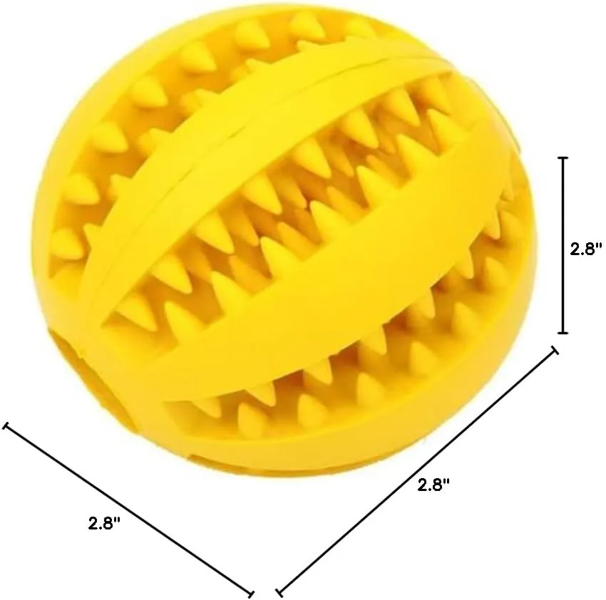 Dog Treat Toy Ball, Dog Tooth Cleaning, Toy Interactive Dog Toys, Dog Puzzle Teething Toys Ball (Yellow, 2.36" 6cm)