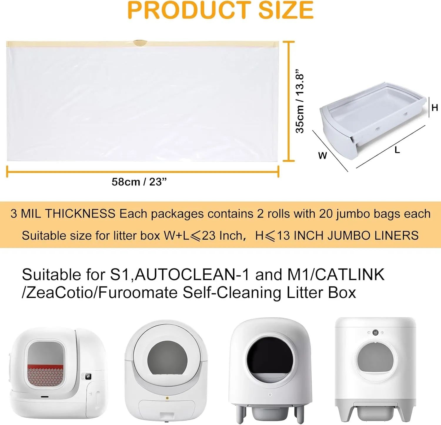 ELEGX 120 ,3MIL ,,22" x 13"  Cleanpethome/Pura X/MAX/Petkitt/Pet ree