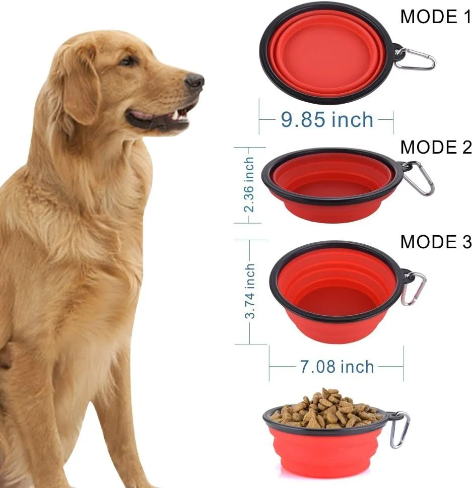 Extra Large Collapsible Dog Bowl, 3L XL Travel Dog Bowl, Foldable Travel Water Dish, 102oz X-Large Portable Collapsable Traveling Bowls with Carabiner for Dogs Walking, Hiking (Red)