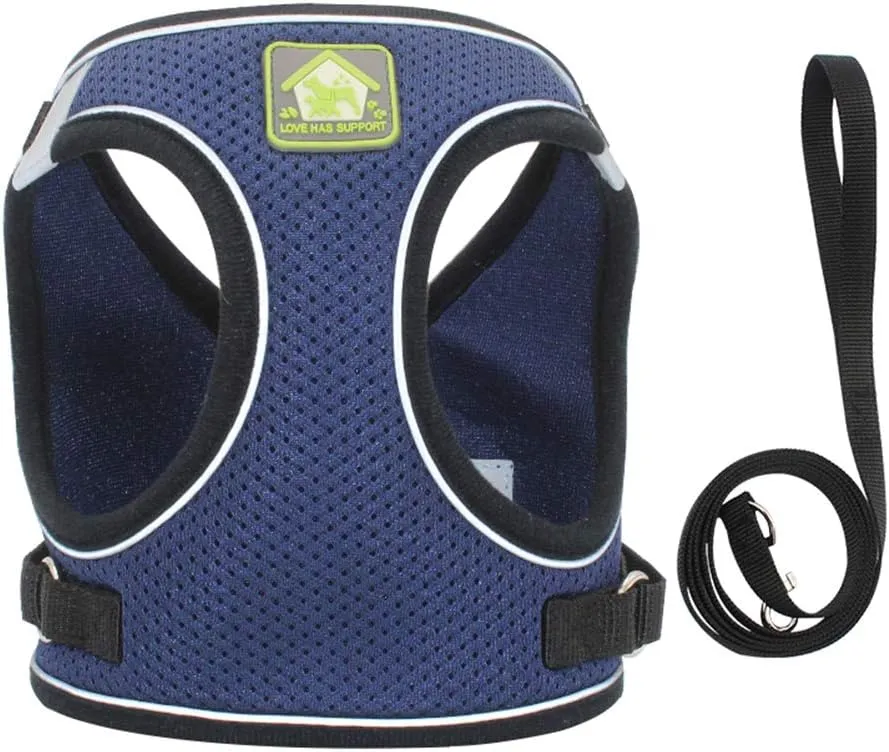 FEimaX Dog Harness and Leash Set, No Pull Breathable Soft Mesh Puppy Vest Harness Reflective Adjustable Pet Harnesses for Small Medium Dogs and Cats - Outdoor Easy Control for Walking