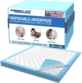 FRONTLINE Disposable Pee Pads 22'' X 22'' Ultra Absorbing Premium Heavy Duty Leakproof Underpads Puppy Essentials Pet Potty Training Wee Wee Pads Waterproof Protection for Dogs, Cats, Baby (400)
