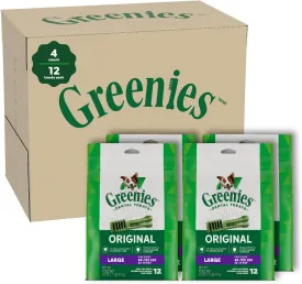 Greenies Original Large Dental Dog Treats, (4) 12 ct Packs (48 Treats Total)