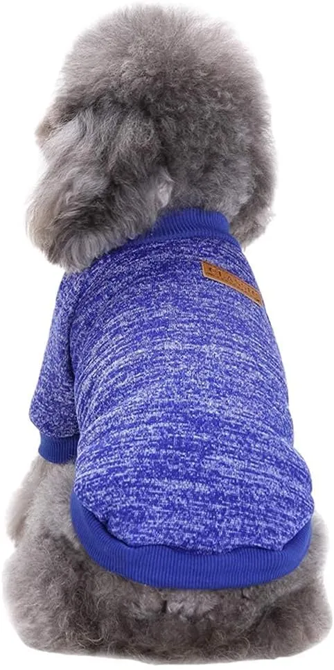 Jecikelon Dog Clothes Dogs Sweater Soft Puppies Clothing Winter Puppy Sweaters Warm Outfit for Dogs Small XXS XS Cat Apparel (Medium, Dark Blue)