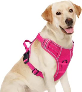 Joytale Step-in No Pull Dog Harness for Large Dogs with 2 Leash Clips, Reflective Pet Vest with Easy Control Handle, Adjustable Soft Padded Harness for Walking and Training, Hotpink,L