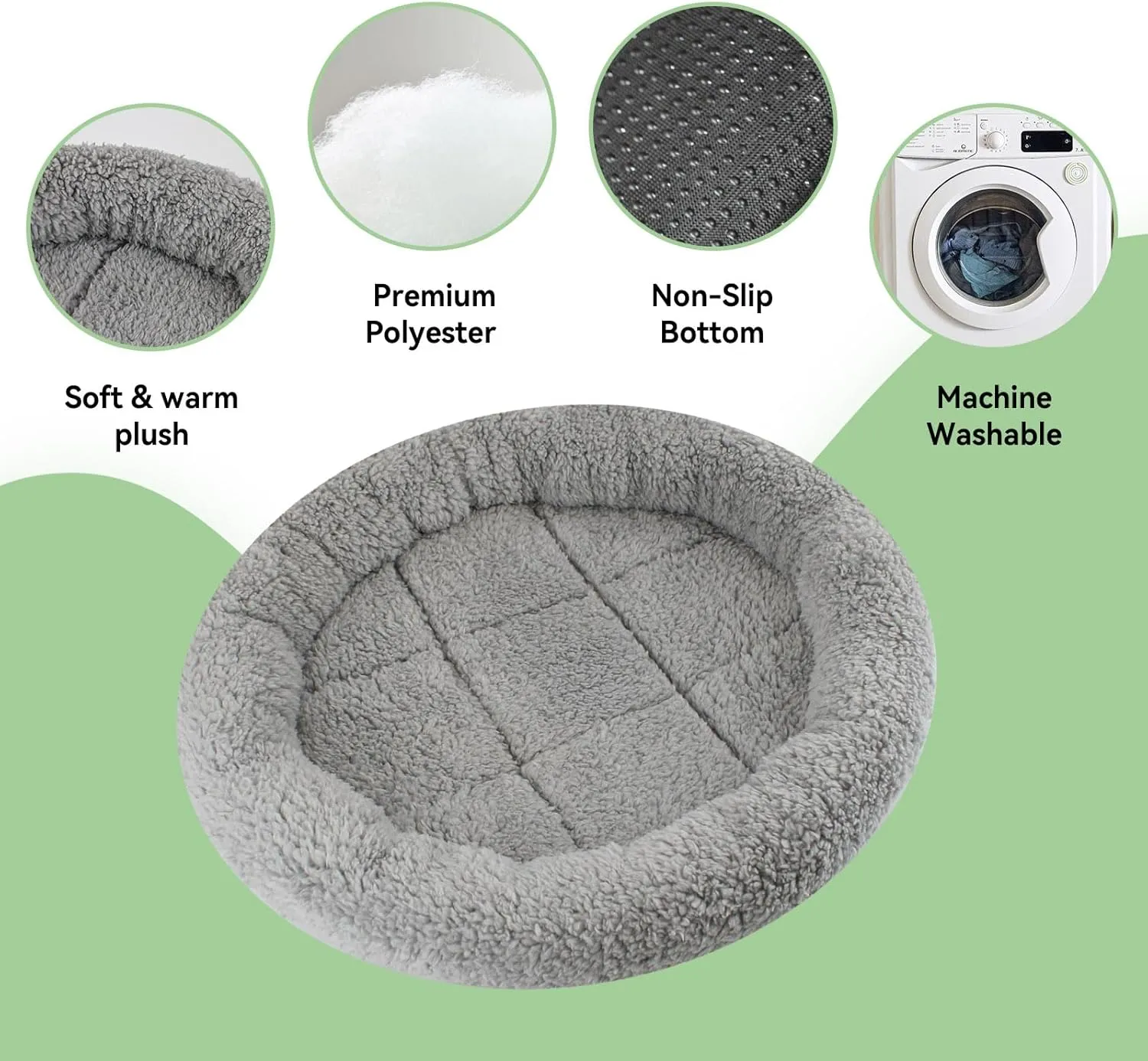 lesypet Cat Bed for Indoor Cats, Small Pet Bed Curl Sleep Cushion with Raised Pillow Around, Non-Slip Bottom Washable Pet Beds Mat for Small Pets Rabbit Hamsters, Round Diameter 13.7"