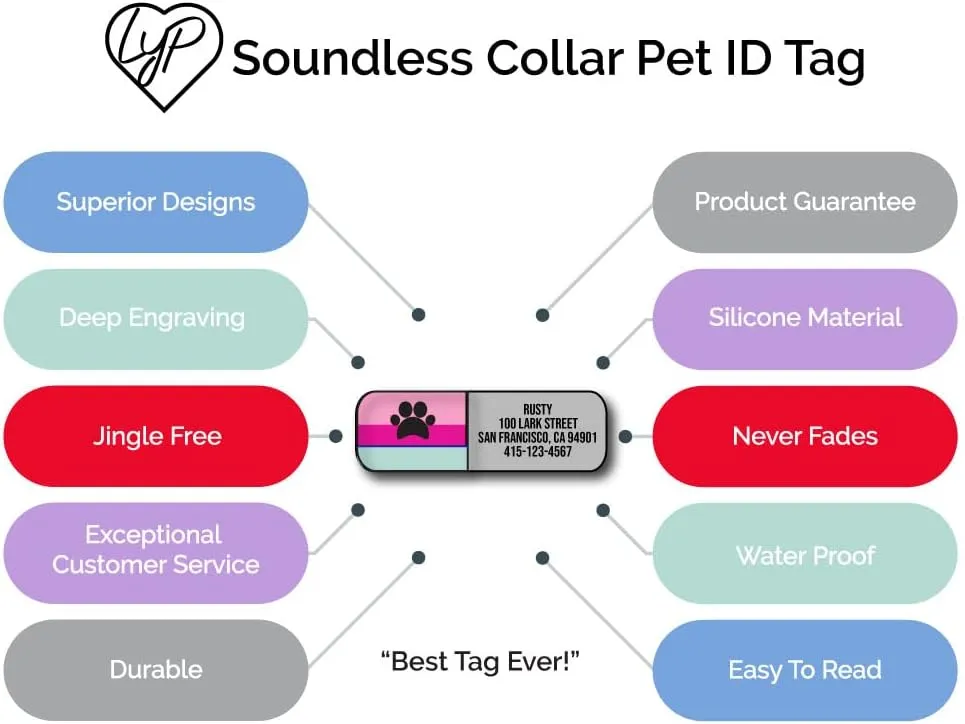 LYP Soundless Slide-On Collar Dog ID Tag - Designer Deep Engraved Silicone  Engraving Will Last - Pet ID Tags, Dog Tags, Cat Tags (Mountain, Large)