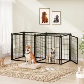 Medium Dog Crate with Divider Panel, 63 Inch Double Door Metal Dog Cage Pet Kennel Puppy Dog Playpen with Top Heavy Duty Dog Kennel for Indoor Outdoor Travel,63.0" L x 29.9" W x 31.9" H
