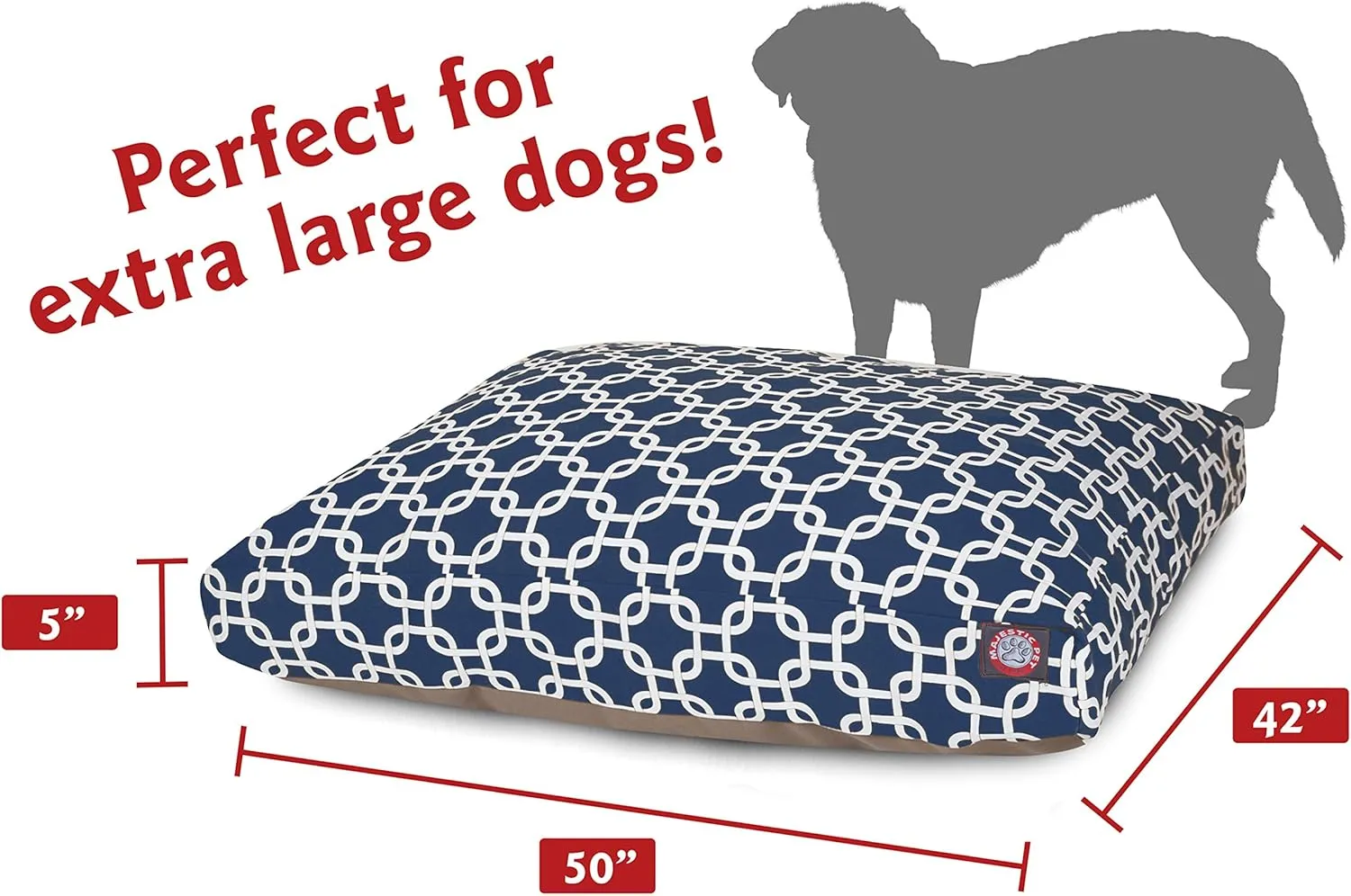 Navy Blue Links Extra Large Rectangle Indoor Outdoor Pet Dog Bed With Removable Washable Cover By Majestic Pet Products