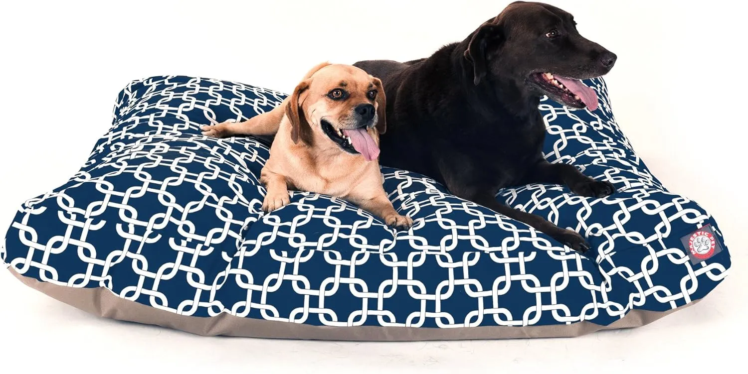 Navy Blue Links Extra Large Rectangle Indoor Outdoor Pet Dog Bed With Removable Washable Cover By Majestic Pet Products