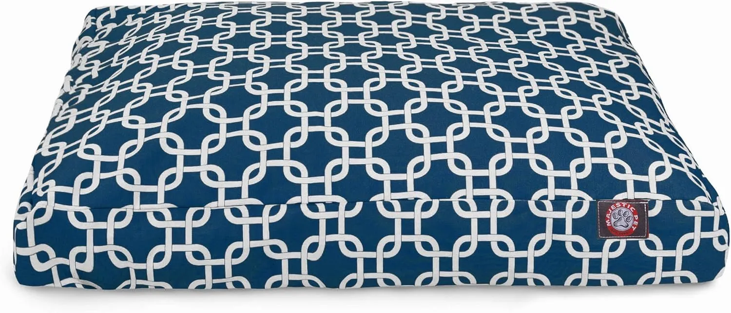 Navy Blue Links Extra Large Rectangle Indoor Outdoor Pet Dog Bed With Removable Washable Cover By Majestic Pet Products