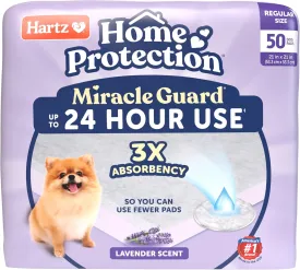 New! Hartz Home Protection Miracle Guard Lavender Scented USA Made Dog Pads, Regular Size 50 Count, 24 Hour Use, Won't Leak and Odor Eliminating