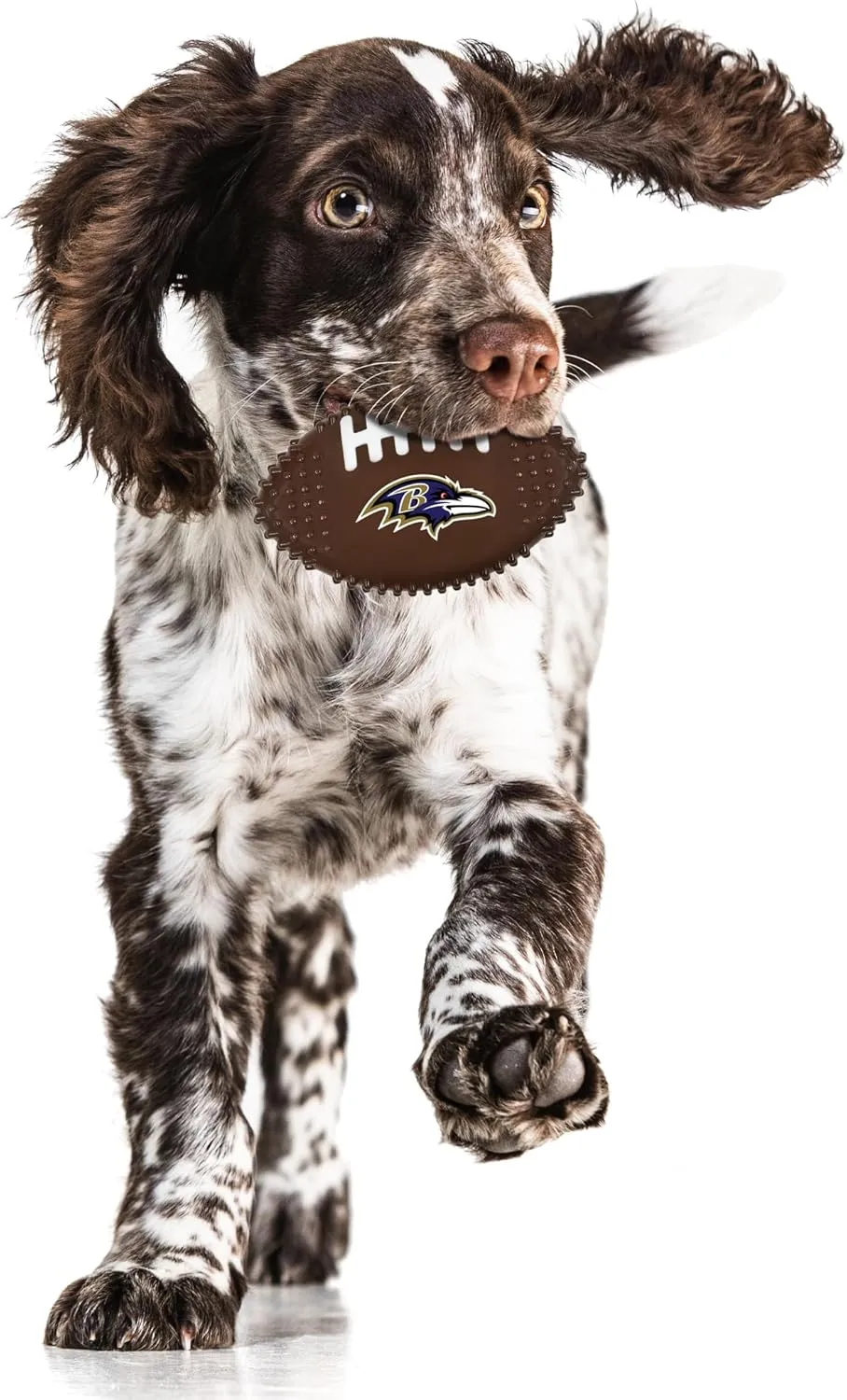 NFL Baltimore Ravens Mega- Chew Hard Nylon Bacon-Flavored Dog Bone Football Chew Toy Interactive Tasty Fun Dog Chewy Toys Indestructible Strong Durable Tough Pet Biting Playtoy for Aggressive Chewers