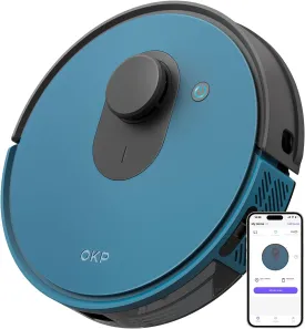 OKP Robot Vacuum L1  4000Pa Ultra Suction, LiDAR Mapping, Self-Cleaning Brush, WiFi/App/Alexa Control, 52dB Quiet, Ideal for Pet Hair, Carpets & Hard Floors