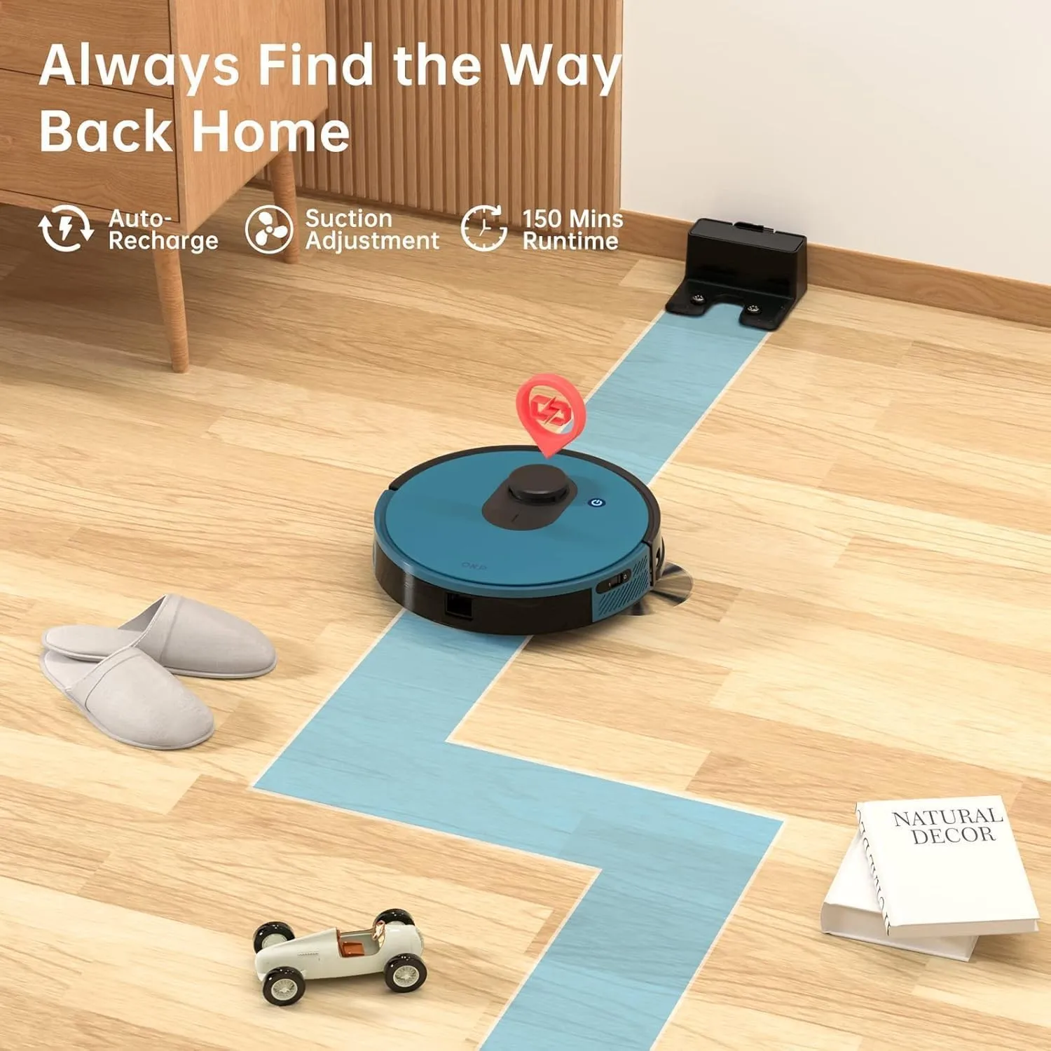 OKP Robot Vacuum L1  4000Pa Ultra Suction, LiDAR Mapping, Self-Cleaning Brush, WiFi/App/Alexa Control, 52dB Quiet, Ideal for Pet Hair, Carpets & Hard Floors