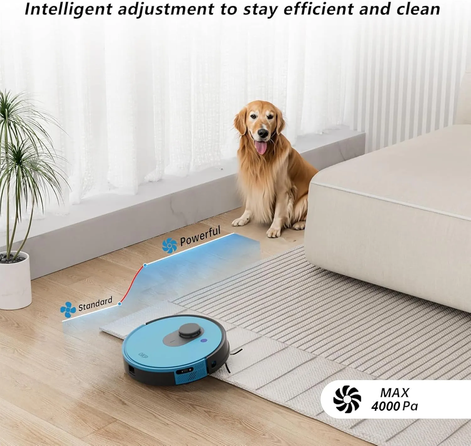 OKP Robot Vacuum L1  4000Pa Ultra Suction, LiDAR Mapping, Self-Cleaning Brush, WiFi/App/Alexa Control, 52dB Quiet, Ideal for Pet Hair, Carpets & Hard Floors
