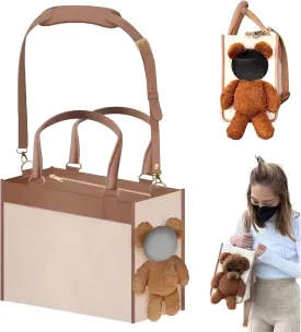 One-Shoulder Portable Cute Dog Outing Largecarrier Bag, Fashion Dog Purse Pet Carrier Leather Box for Small Dogs Cats Puppy, Portable Tote Bag Airline Approved Soft-Sided Carriers (L)