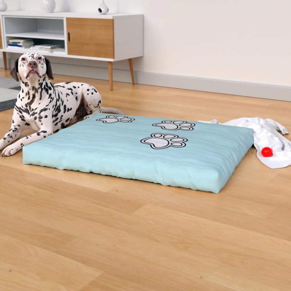 Pet Bed - Paws on Light Blue