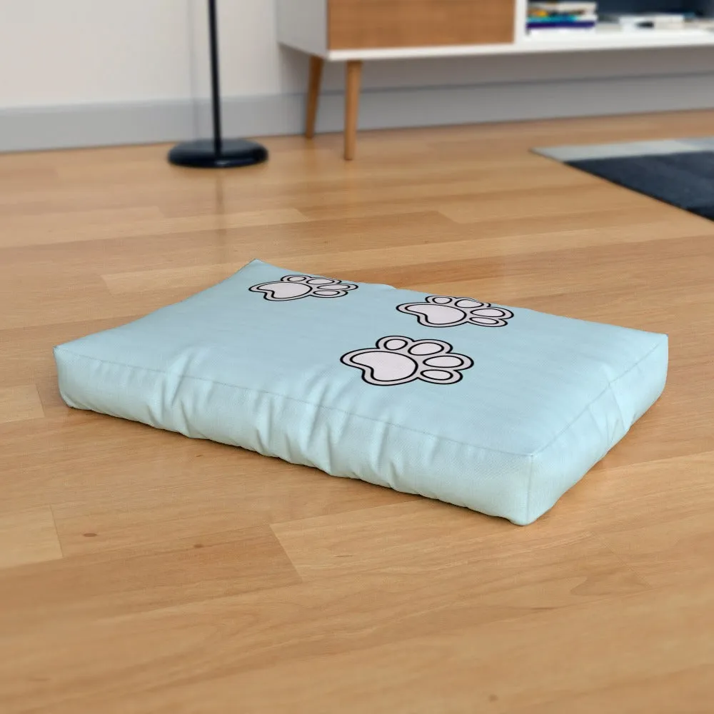 Pet Bed - Paws on Light Blue