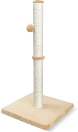 petellow 31'' Tall Cat Scratching Post - Cat Claw Scratcher with Hanging Ball - Scratching Posts for Indoor Large Cats - Durable Stable Cat Furniture with Sisal Rope - Cat Scratch Post - Beige