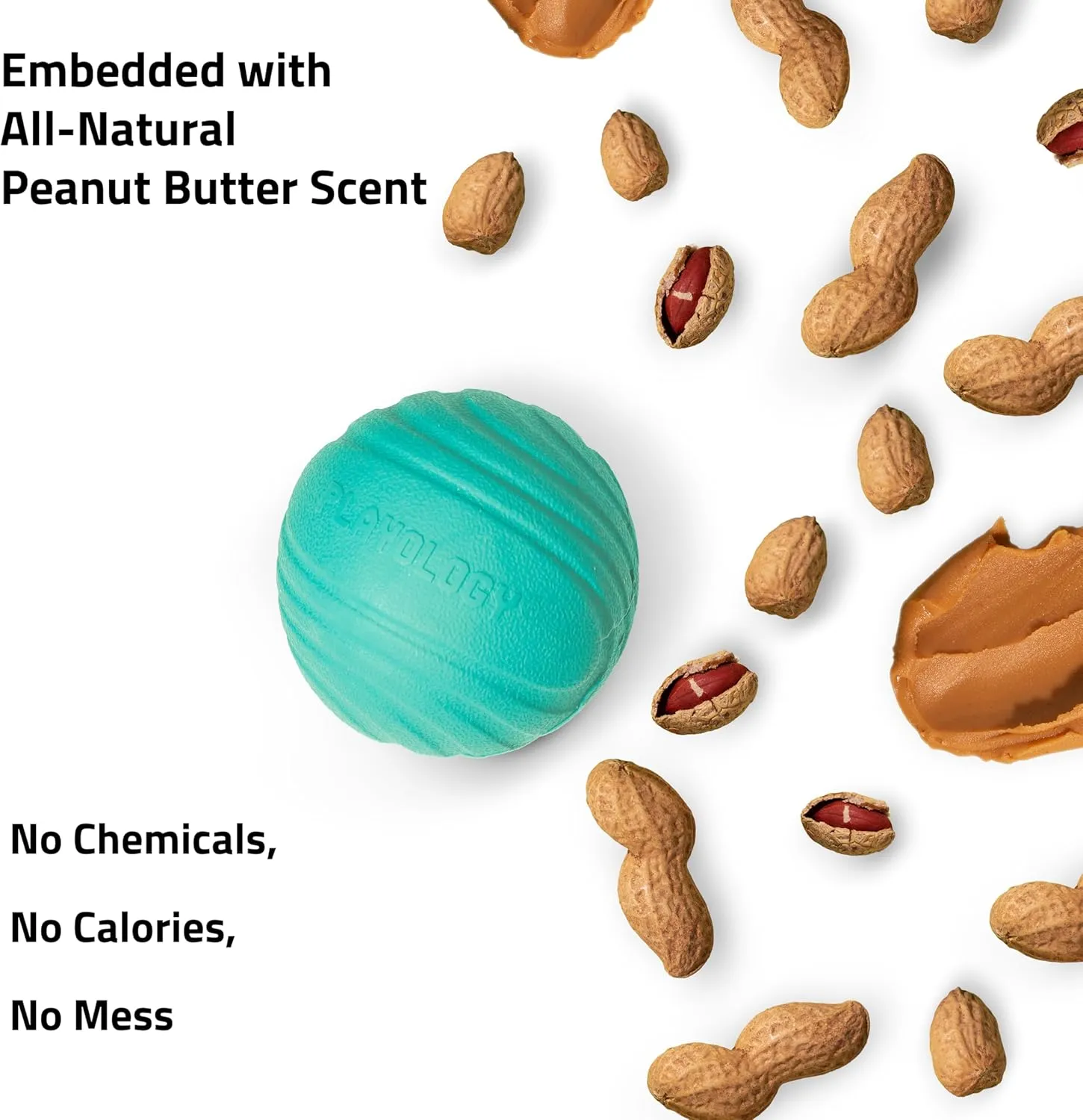 Playology Dual Layer Ball for Dogs | Engaging All Natural Peanut Butter Scented Blue Toy | Jumbo Sized Chew Ball for Large to X-Large Dogs (50 lbs  )