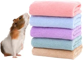 PODOO 5-Pack Reusable Guinea Pig Cage Liners - 11.8"x11.8" Absorbent Fleece Bedding MatsMachine-Washable Small Animal Pads for Hamsters/Rabbits/Chinchillas (Multi-Color)