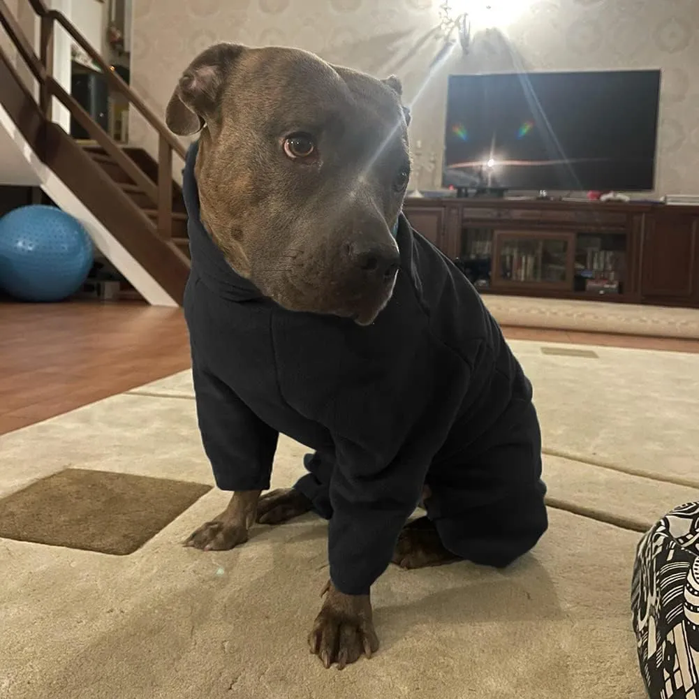 Polar Fleece Dog Jacket - Windproof & Warm Padded Winter Coat for Dogs - Black, Small to Large