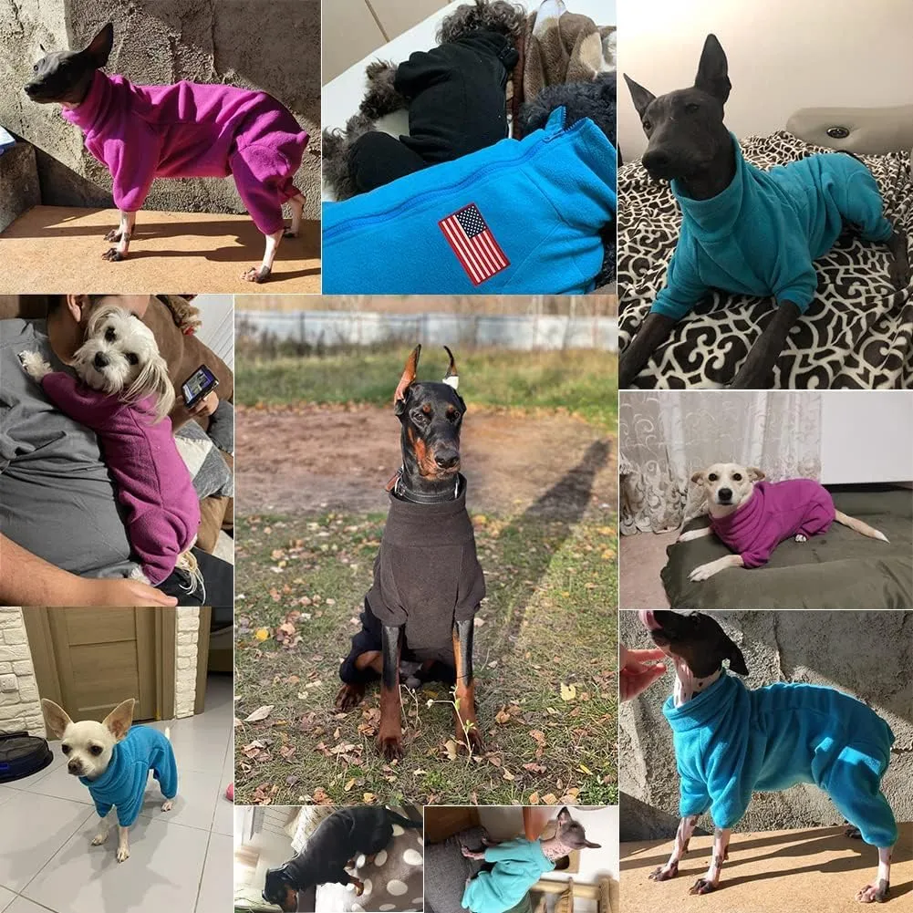 Polar Fleece Dog Jacket - Windproof & Warm Padded Winter Coat for Dogs - Black, Small to Large