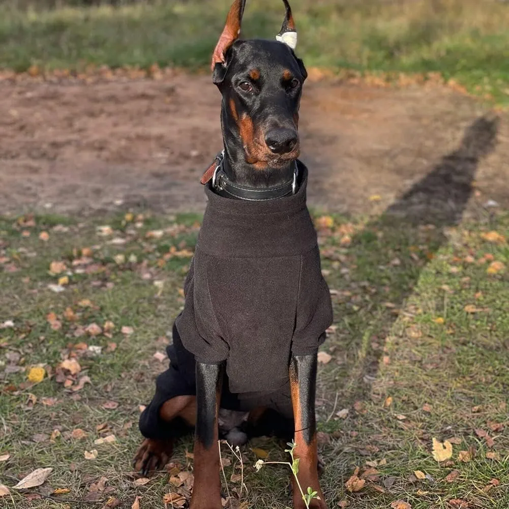 Polar Fleece Dog Jacket - Windproof & Warm Padded Winter Coat for Dogs - Black, Small to Large