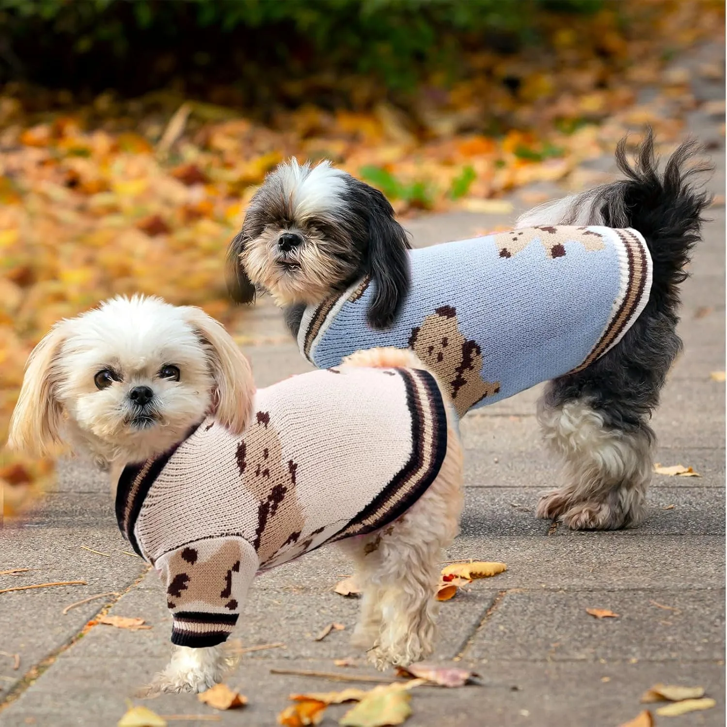 Small Sweaters Cute Bear Cardigans for Small Medium Dogs Boy Girl Puppy Cat Knitting Cardigan Outfits Winter Coats Warm Pet Clothes Soft Knitwear Apparel (Beige,M)