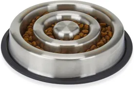Stainless Steel Heavy Duty Spiral Pattern 5Oz Slow Feeder Bowl - Nonslip Durable Puppies Food Feeding Dish 0.6 Cup/0.14L Capacity Cats, Small Dogs Slowly Eating Bowls