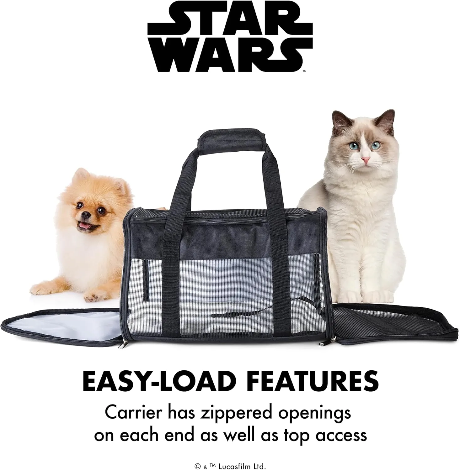 Star Wars for Pets Darth Vader Soft Pet Carrier 15 x 9 x 9 Black | for Pets 15 x 9 x 9 Dog Travel Bag| Luggage Carrier for Dogs, Fits Under Plane Seat (FF19635)