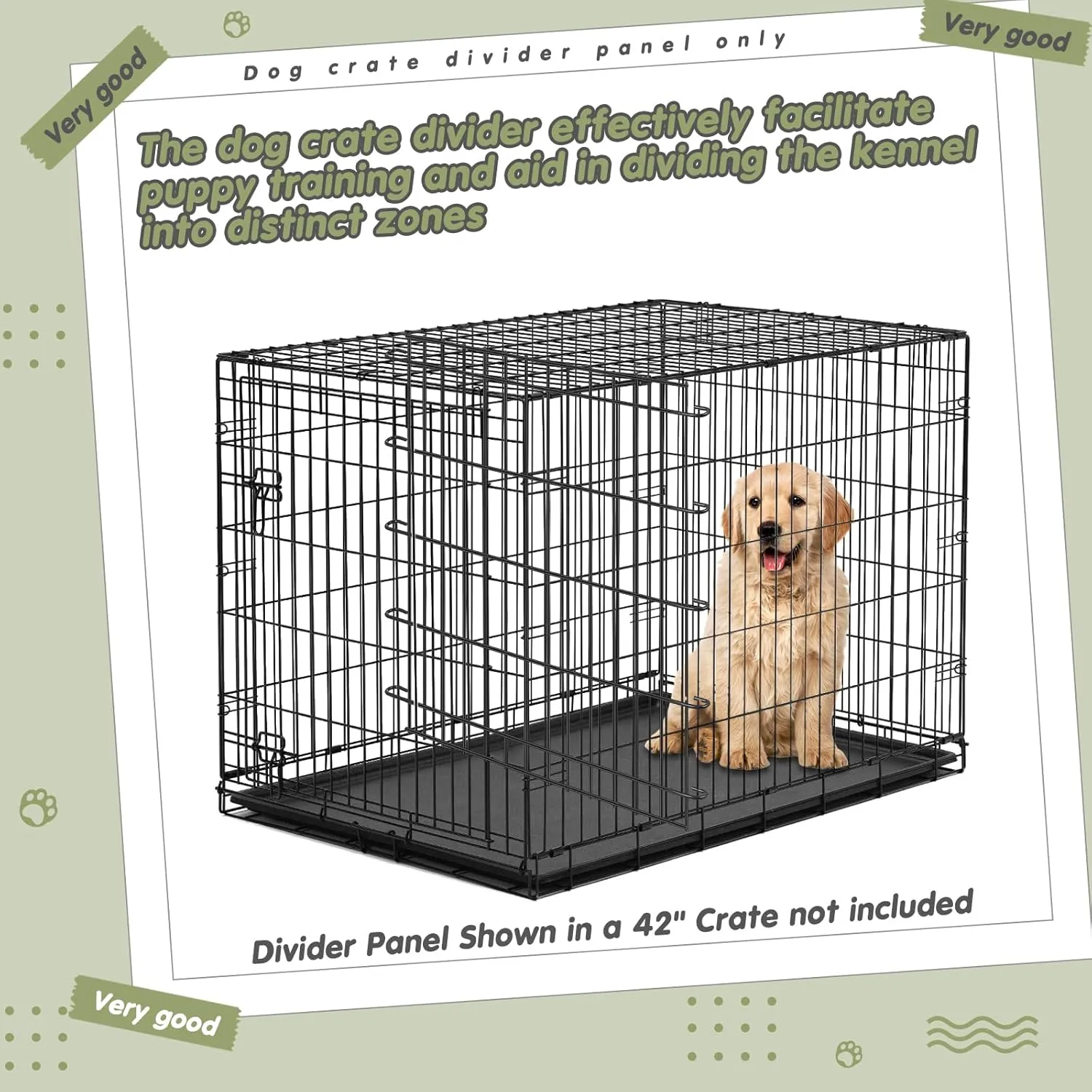 Tandefio 2 Pcs Dog Crate Divider Panel Metal Pets Divider Panel Dog Crate for Pets(36 Inches)