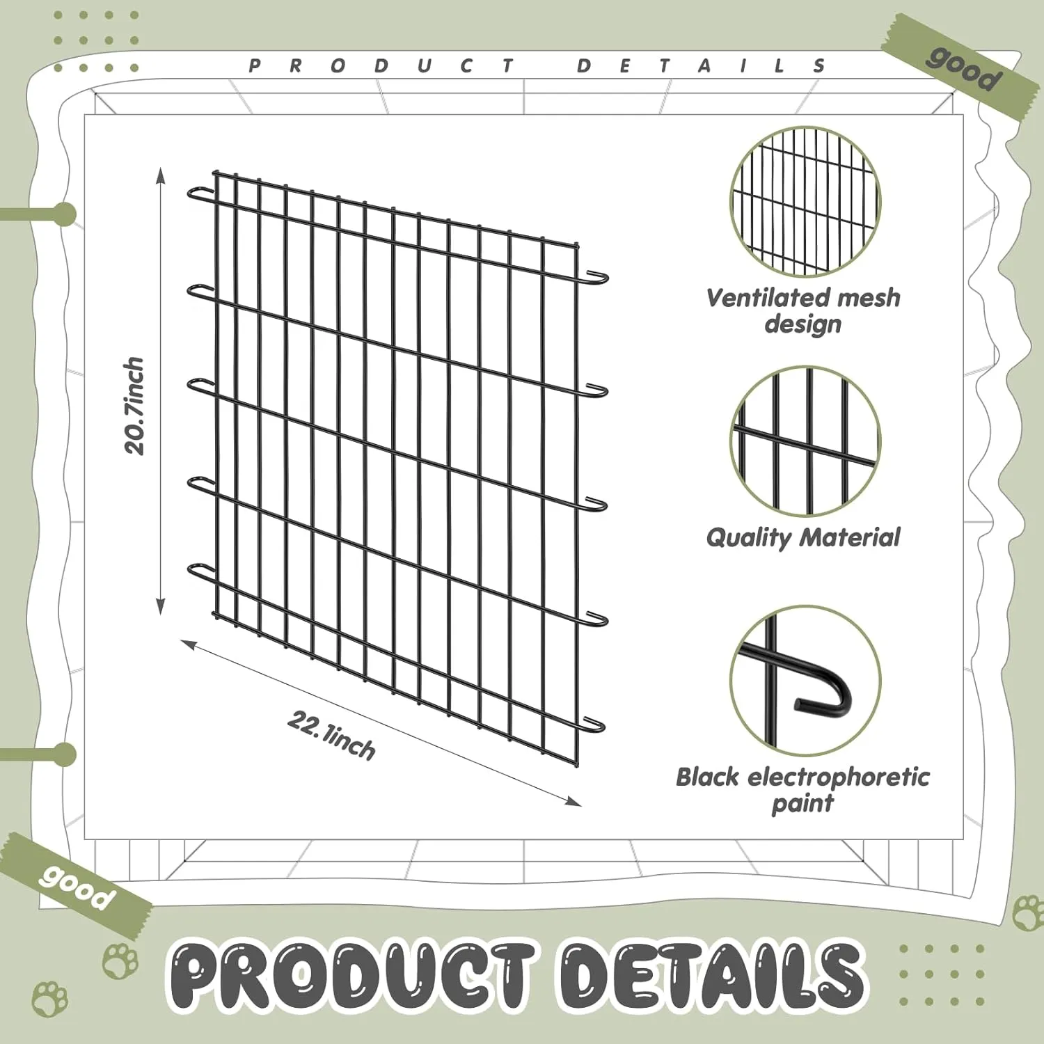 Tandefio 2 Pcs Dog Crate Divider Panel Metal Pets Divider Panel Dog Crate for Pets(36 Inches)