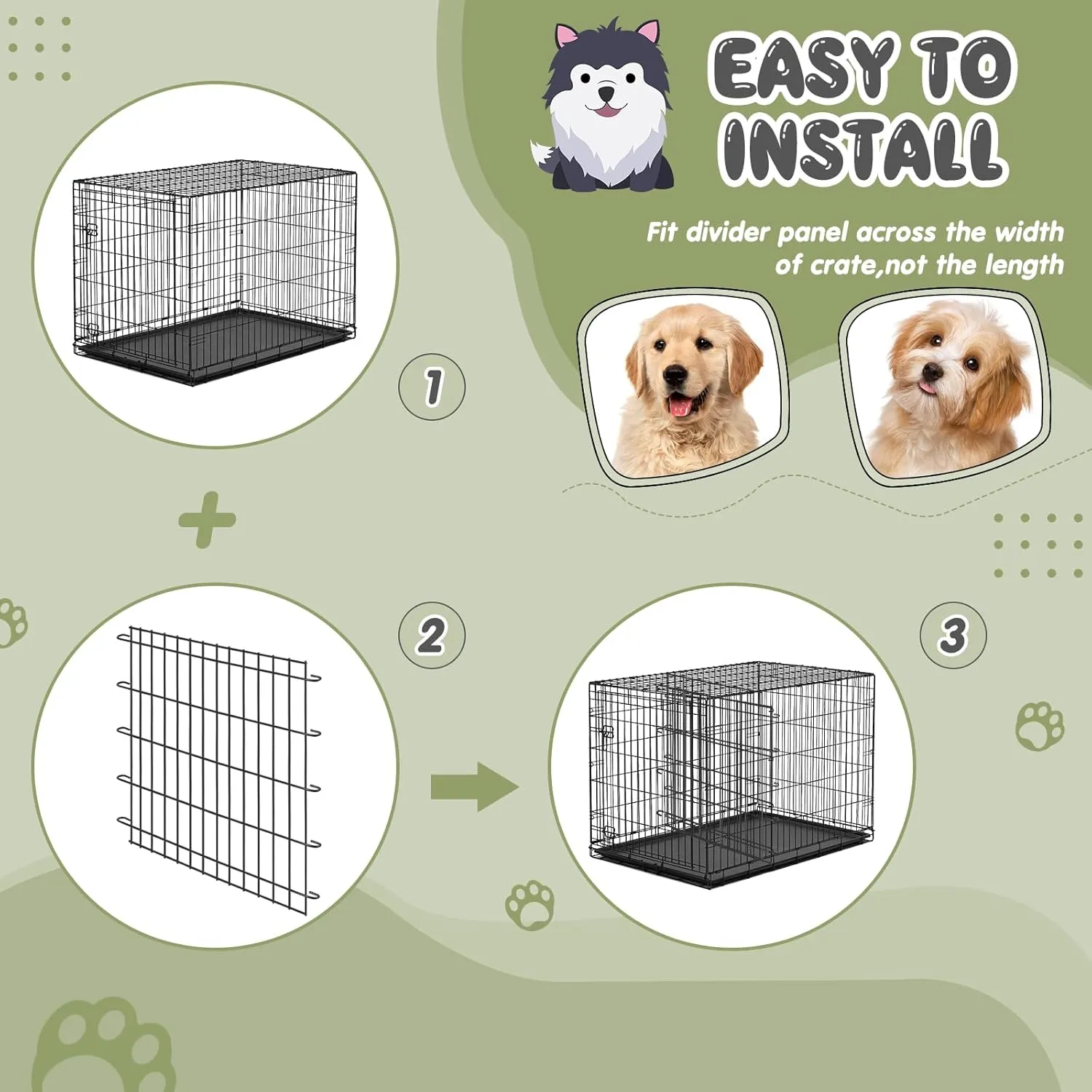 Tandefio 2 Pcs Dog Crate Divider Panel Metal Pets Divider Panel Dog Crate for Pets(36 Inches)