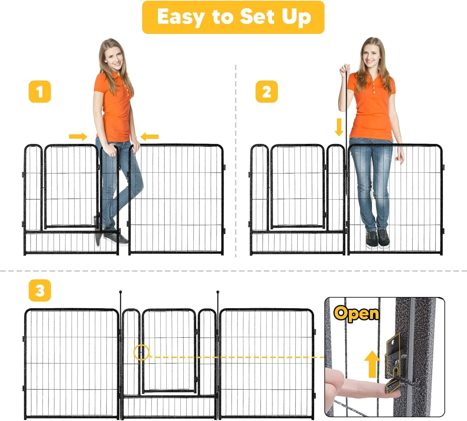 TMEE Dog Playpens 8/16 Panels Dog Pen Outdoor Dog Fence Exercise Pen 32 inch Height Pet Play Yard Gate with Doors for Large/Medium/Small Dogs, Pet Playpen for RV, Camping, Yard, 16 Pcs