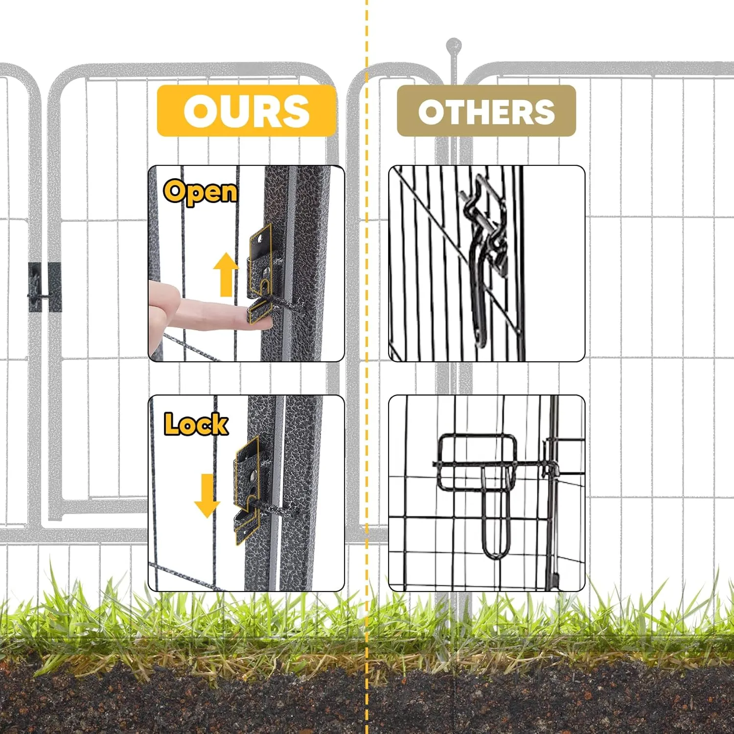 TMEE Dog Playpens 8/16 Panels Dog Pen Outdoor Dog Fence Exercise Pen 32 inch Height Pet Play Yard Gate with Doors for Large/Medium/Small Dogs, Pet Playpen for RV, Camping, Yard, 16 Pcs
