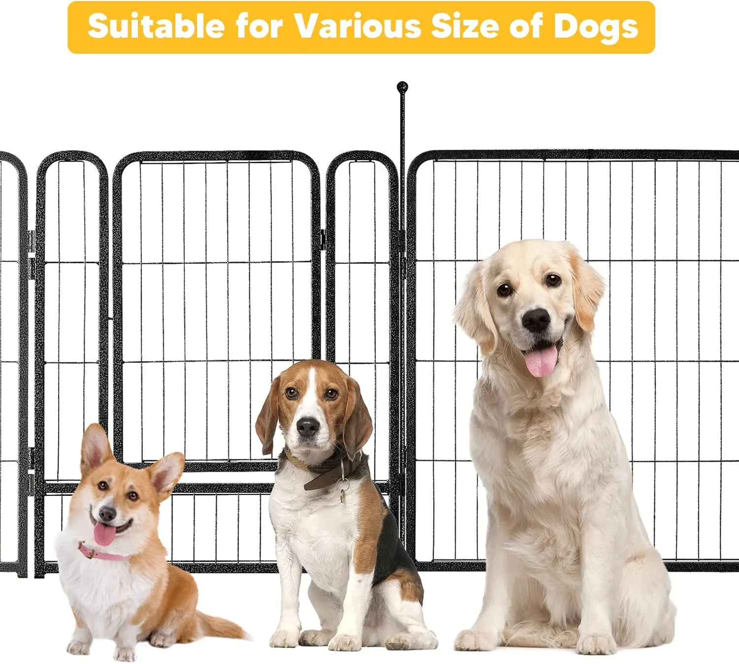 TMEE Dog Playpens 8/16 Panels Dog Pen Outdoor Dog Fence Exercise Pen 32 inch Height Pet Play Yard Gate with Doors for Large/Medium/Small Dogs, Pet Playpen for RV, Camping, Yard, 16 Pcs