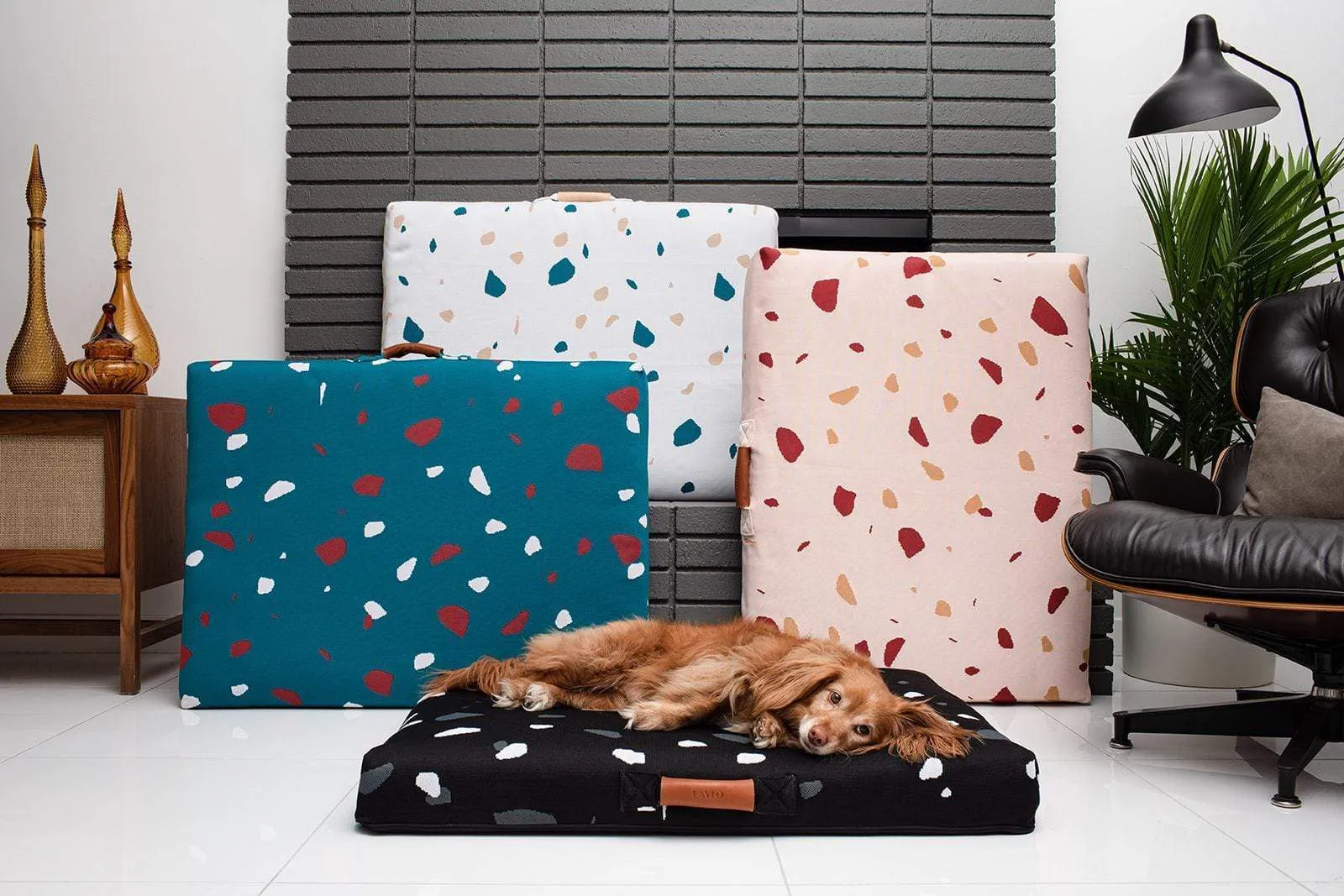 White Terrazzo | Mid-Century Modern Dog Bed or Bed Cover